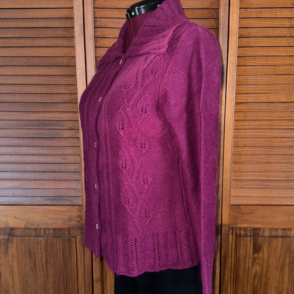 Christopher & Banks Women's Purple Collared Cardigan Sweater Size L - Picture 3 of 12